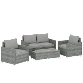 Eldion Metal 4 Pieces Rattan Garden Sofa Set - Mixed Grey