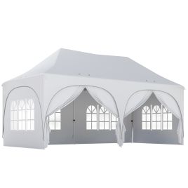 Dorcrof Light Grey 3x6m Pop Up Gazebo Metal Shelter with Sides, 6 Sandbags - 300cm