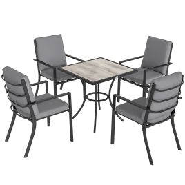 Norena Grey Steel 4 Seater Dining Set - 80cm