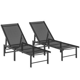 Roswick Black Steel Sun Lounger Set of 2 - 60cm