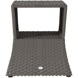 Kencrof Dark Grey Metal Rattan Garden Coffee Table - 54cm