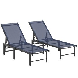 Roswick Dark Blue Steel Sun Lounger Set of 2 - 60cm