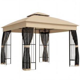 Oakridg Brown Metal 3x3m Gazebo with Post Shelves - 300cm