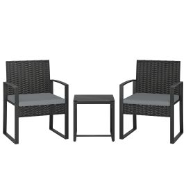 Elmmont Light Grey PE Rattan 3 Pieces Garden Furniture Set - 55cm