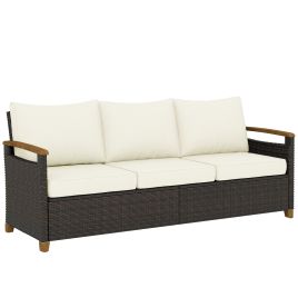 Browood Steel Rattan Garden 3 Seater Sofa - White