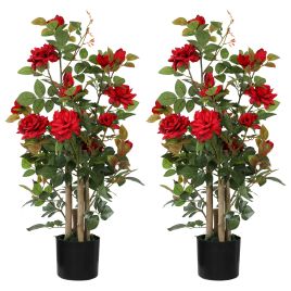 Ivemont Red Fabric Artificial Plant Set of 2 - 90cm