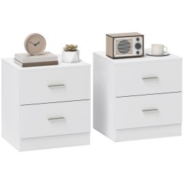 Ashara White Bedside Table Set of 2 - 45cm