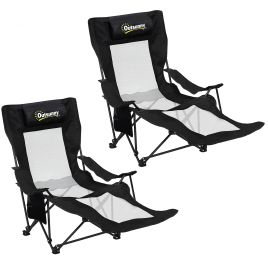 Easmoor Black Metal Camping Chair Set of 2 - 80cm