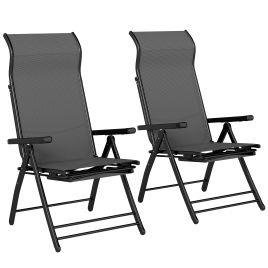 Briwick Dark Grey Metal Sun Lounger Set of 2 - 63.5cm