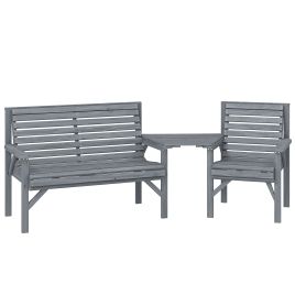 Camford Grey Fir Wood Furniture Set with Parasol Hole - 121cm