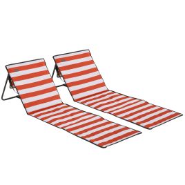 Dorlyne Red Fabric Sun Lounger Set of 2 - 51cm