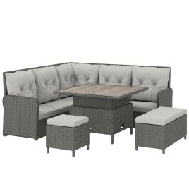 Quavale Metal 6 Piece Rattan Garden Corner Sofa - White
