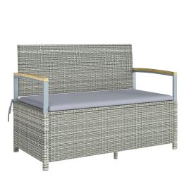 Monier Light Grey PE Rattan Storage Bench - 120cm
