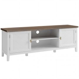 Jarar White TV Unit with 2 Open Shelves - 106cm