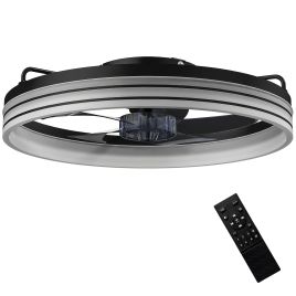 Hardene Black Steel Fan with Light - 50cm