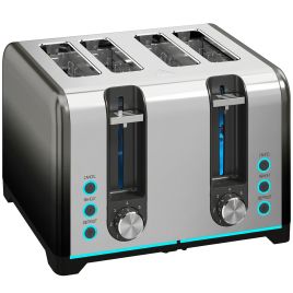 COLWALL 4 Slice Toaster with 7 Browning Levels, Reheat, Defrost and Cancel Functions - Black