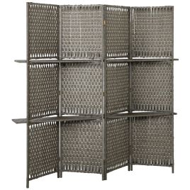 DURHAM Wave Fibre Freestanding Folding Room Divider and Privacy Screen - Grey