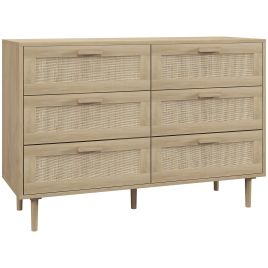 BEVERLEY Light Oak Finish Chest of Drawers - Large-sized, Double, 6 Drawers