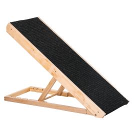 BELLFORD Foldable Dog Ramp with 4 Adjustable Heights and Non Slip Surface - Black and Natural Wood
