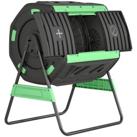 ISFIELD 200L Dual Chamber Tumbling Garden Composter with Adjustable Vents - Green