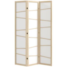 EASINGTON 3 Panel Wooden Folding Room Divider and Privacy Screen for Bedroom - Natural Wood Finish