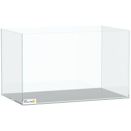 SEDBERGH 43L Bare Glass Fish Tank with Protective Base Mat for Fish and Shrimps - Transparent and Black