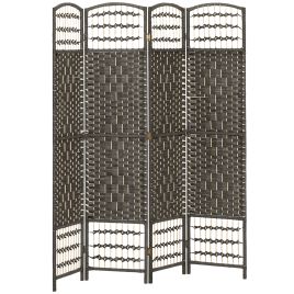 IVEGLEN 4 Panel Folding Room Divider with Pine Wood Frame - Dark Grey