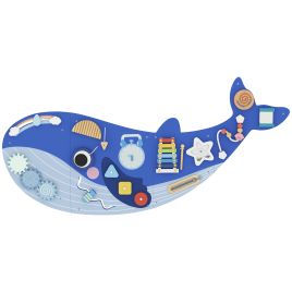 WELFORD 13 in 1 Whale Montessori Activity Wall Busy Board for Nursery and Playroom - Blue