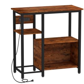 WOBURN Aquarium Stand with Power Outlets and Cabinet for 20 to 29 Gallon Fish Tanks - Tiger Wood Grain and Black