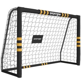 SILVERTON 6 x 4ft Portable Football Goal with Foam Padding, Ground Stakes and Metal Frame - Black and Yellow