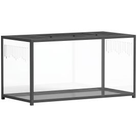 YALDING 100 x 50 x 52.5 cm Metal Hamster and Gerbil Cage with Openable Top - Black and Transparent
