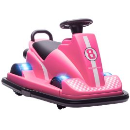 BAMPTON Kids Electric Bumper Car with 360 Degree Spin, LED Lights and Music, Ages 3 to 8 - Pink