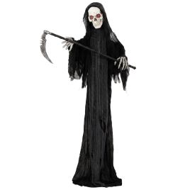 BROCKENHURST 183 cm Animated Grim Reaper Halloween Decoration with Sound and Touch Activation - Black