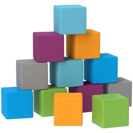 PONTEFRACT 12 Piece Kids Soft Play Foam Building and Stacking Blocks Set - Multi Colour