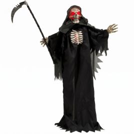 CARSHALTON 170 cm Animated Grim Reaper Halloween Decoration with Sound and Touch Activation - Black