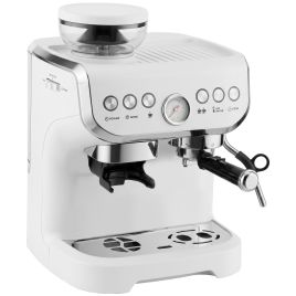 MELLS 15 Bar Coffee Machine with Adjustable Grinder, Milk Steamer and Accessories - White