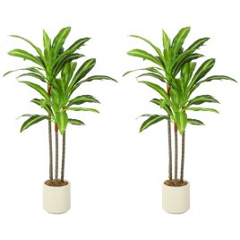 MONARA 90 cm Lifelike Artificial Dracaena Indoor Plant with Bendable Trunks - Green