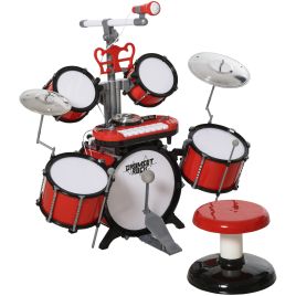 DESBOROUGH Kids Beginner Drum Set with Microphone, Cymbal, Pedal and Drumsticks - Red