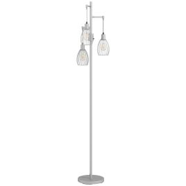 TREVON 170.5 cm Industrial Dimmable Floor Lamp with 3 Steel Wire Cage Shades - Silver Tone