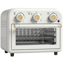 BRIXWORTH 12L Air Fryer Toaster Oven with Convection, Adjustable Temperature and Timer - Cream White and Gold Tone
