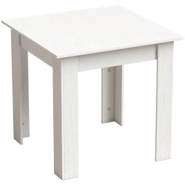 DRAVELLE Square Space Saving Dining Table with Non Slip Feet - White Wood Effect