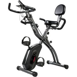 HENLEY 4 in 1 Folding Exercise Bike with Resistance Bands, Bluetooth App, 8 Resistance Levels and LCD - Black