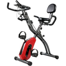 HENLEY 4 in 1 Folding Exercise Bike with Resistance Bands, Bluetooth App, 8 Resistance Levels and LCD - Red