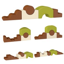 LINGFIELD 5 Piece Toddler Soft Play Foam Climbing Blocks with Non Slip Base and Washable Covers - Brown, Beige and Green
