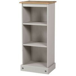 Corona Solid Pine Narrow Bookcase - Grey Wax 