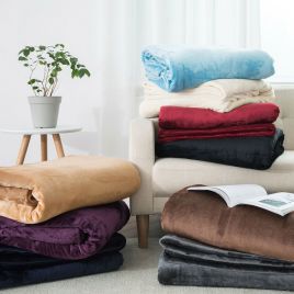 Fleece Faux Fur Mink Thick Warm Blanket 12 Colour - 3 Sizes