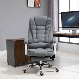 Executive Retractable Swivel Office Chair with Footrest - Grey