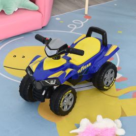 Baby Quad Ride-On Walker With Lights Music and Storage - Blue and Yellow