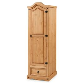 Corona Solid Pine Arch Top 1 Door Wardrobe With Drawer - Antique Wax