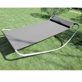Elegant Single Garden Swing Bed With Padded Cushion - Grey